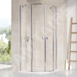 Ravak Chrome - Cabine de douche quart de cercle CSKK4-80, 780-800 mm, aluminium brillant/verre transparent 3Q140C00Z1