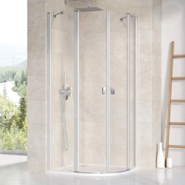 Ravak Chrome - Cabine de douche quart de cercle CSKK4-80, 780-800 mm, satiné/verre transparent 3Q140U00Z1