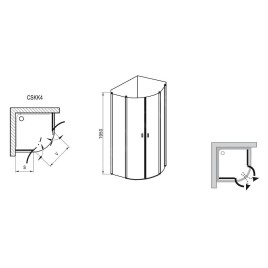 Ravak Chrome - Cabine de douche quart de cercle CSKK4-80, 780-800 mm, satiné/verre transparent 3Q140U00Z1