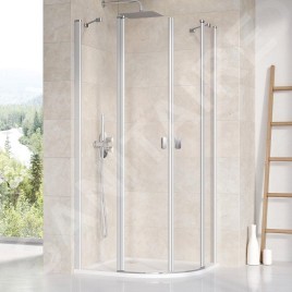 Ravak Chrome - Cabine de douche quart de cercle CSKK4-90, 880-900 mm, satiné/verre transparent 3Q170U00Z1