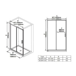 Ravak Blix - Porte de douche étroite BLSDP2-100, 977-1005 mm, acier inoxydable brillant/verre X0PMA0C00Z1
