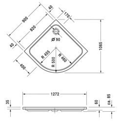 Duravit D-Code - Receveur de douche en quart de cercle 900x900 mm, Antislip, blanc alpin 720108000000001