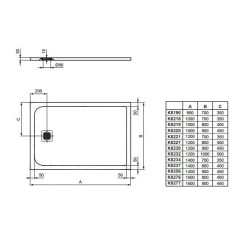 Ideal Standard Ultra Flat S - Receveur de douche 900x700 mm, blanc K8190FR