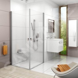 Ravak Chrome - Porte de douche CRV1-90, 880-900 mm, aluminium brillant/verre transparent 1QV70C01Z1