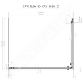 Ravak Chrome - Porte de douche CRV1-90, 880-900 mm, aluminium brillant/verre transparent 1QV70C01Z1