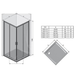 Ravak Blix - Porte de douche BLRV2K 120 cm, blanc/verre Grape 1XVG0100ZG