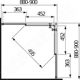Jika Lyra plus - Cabine de douche 880-900x880-900 mm, blanc/verre transparent H2513820006681