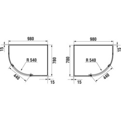 Jika Tigo - Paroi de douche 780x980 mm, Jika Perla Glass, argent/verre transparent H2512110026681